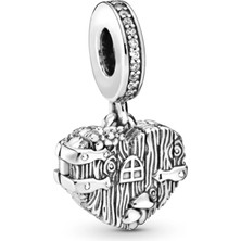 Nur Silver Tatlı Kalp Ev Gümüş Charm NUR-BL01226