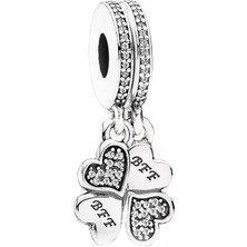 Nur Silver İkili Bff Yonca Gümüş Charm NUR-BL01348