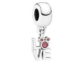 Nur Silver Pembe Taşlı Love Gümüş Charm NUR-BL01375