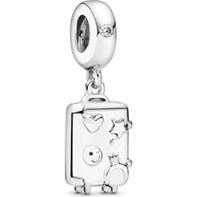 Nur Silver Sallantılı Valiz Gümüş Charm NUR-BL01404