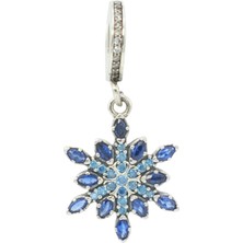 Nur Silver Mavi Taşlı Kar Tanesi Gümüş Charm NUR-BL20123