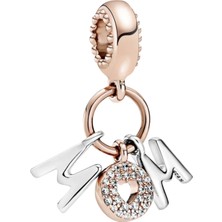 Nur Silver Mom Yazılı Gümüş Charm NUR-BL01213