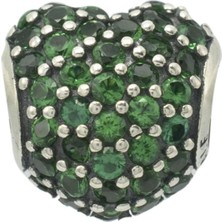 Nur Silver Yeşil Kalp Gümüş Charm NUR-BL02008