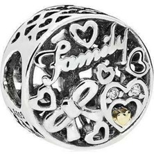 Nur Silver Family Kalp Detay Gümüş Charm NUR-BL00154
