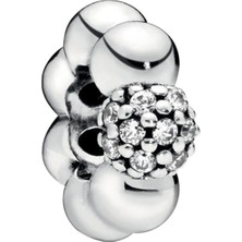 Nur Silver Taş Detay Çiçek Model Gümüş Charm NUR-BL00175