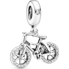 Nur Silver Sallantılı Bisiklet Gümüş Charm NUR-BL12478