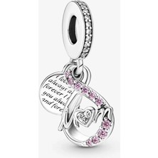 Nur Silver Anne ve Sonsuzluk İşareti Çift Sallantılı Gümüş Charm - NUR-CM00215