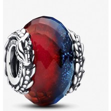 Nur Silver Buz ve Ateş Ejderhaları İkili Murano Gümüş Charm - NUR-CM00323