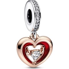 Nur Silver Gümüş Kalp Sallantılı Gümüş Charm - NUR-CM00358