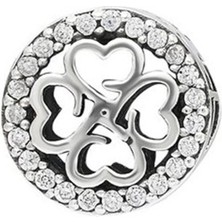 Nur Silver Yonca Model Taşlı Yuvarlak Gümüş Charm NUR-BL09996