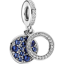 Nur Silver Mavi Disk Sallantılı Gümüş Charm NUR-BL09993