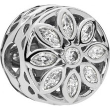Nur Silver Işıltılı Çiçek Gümüş Charm NUR-BL12482
