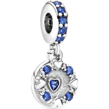 Nur Silver Sallantılı Mavi Kalp Gümüş Charm NUR-BL12487