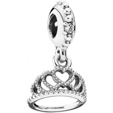 Nur Silver Sallantılı Taç Gümüş Charm NUR-BL03562