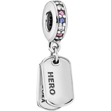 Nur Silver Kahraman Köpek Künyesi Sallantılı Gümüş Charm NUR-BL12468