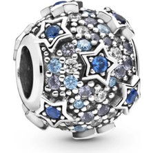 Nur Silver Mavi Yıldızlı Gümüş Charm NUR-BL12463