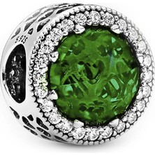 Nur Silver Yuvarlak Yeşil Taşlı Gümüş Charm NUR-BL00246