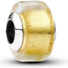 Nur Silver Altın Mini Murano Charm NUR-CM00456