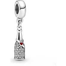 Nur Silver Şarap Şişesi Gümüş Sallantılı Charm NUR-CH00011