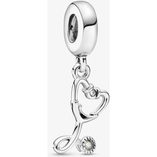 Nur Silver Kalp Stetoskop Gümüş Sallantılı Charm NUR-CH00008
