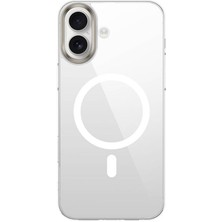Hepta Collection ile Uyumlu iPhone 16 Kılıf M-Safe Şarj Özellikli Şeffaf Cam Arka Yüzey G-Glass Kapak Şeffaf