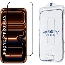 Elixem İphone 17 Pro Max Uyumlu Tam Kaplayan 5D Kolay Uygulama Aparatlı Ekran Koruyucu Temperli Cam