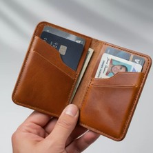 Gerçek Deri Cüzdan Kartlık El Yapımı Hakiki Premium Deri Italyan Dikiş 6 Kart Bölmeli Kompakt Cüzdan Hediyeli