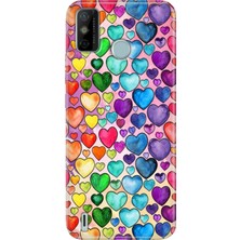 Grabono Tecno Spark 6 Go Kılıf Desenli Kapak Renkli Kalp Çizim