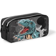 Hepta Collection Siyah Dinozor Kalem Çanta, Iki Bölmeli 22299