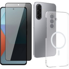 Vendas Samsung Galaxy A17 Kamera Korumalı M-Safe Şarj Özellikli Şeffaf Zore London Sert PC Kapak + Hayalet Ekran Koruyucu