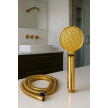 Suvia Gold El Duşu Seti – Altın Renk Lüks Duş Başlığı, Spiral Hortum, Yüksek Basınçlı Paslanmaz