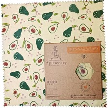 Hepta Collection Apithecary Balmumu Gıda Sargısı - Avakado Desenli-Organik– Yeniden Kullanılabilir - Çevre Dostu - Sı