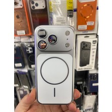 Elixem İphone 17 Pro Uyumlu Gümüş Spark Premium Sert Magsafe Kılıf