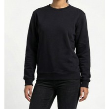 Bumerangspor Kadın Bisiklet Yaka Üç Iplik Şardonlu Basic Düz Sweatshirt