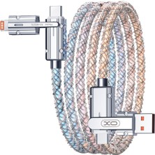 Hepta Collection Xo 4'ü 1 Arada 60W Type-C Lightning Şarj ve Data Kablosu, 100 Cm, Rgb, Özel Çinko Alaşım, Organizer,