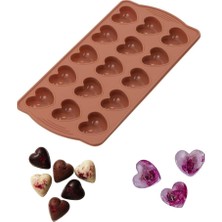 Hepta Collection Flosoft Kalp Çikolata ve Buz Kalıbı - 15 Hazneli, Pratik, Esnek Yapılı ve Çok Yönlü - Kalp Tasarımlı