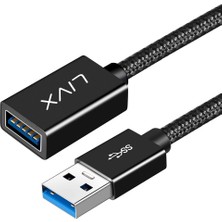 Hepta Collection Livx Rope 5gbps Hızlı Veri Aktarımı USB 3.0 Erkek Dişi Uzatma Kablosu Halat Örgülü 2 Metre