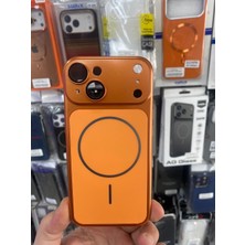 Elixem İphone 15 Uyumlu Turuncu Spark Premium Sert Magsafe 17 Serisine Dönüşüm Kılıf