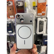 Elixem İphone 15 Uyumlu Gümüş Spark Premium Sert Magsafe 17 Serisine Dönüşüm Kılıf