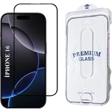 Elixem İphone 16 Uyumlu Tam Kaplayan 5D Kolay Uygulama Aparatlı Ekran Koruyucu Temperli Cam