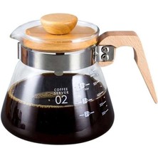 Hepta Collection Kahve Çay Sürahisi Ahşap Saplı 600 ml V60'A Uygundur