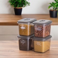 Hepta Collection Diamond 1,3 Litre 4 Lü Etiketli Saklama Kabı Bakliyat Saklama Kabı Erzak Saklama Kabı Seti
