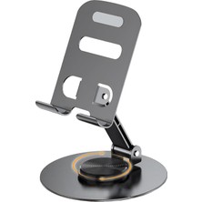 Hepta Collection Çok Yönlü 360° Dönebilen Metal Gövdeli Telefon Standı Ayarlanabilir ve Katlanabilir Ev ve Ofis Kulla