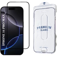 Elixem İphone 16 Pro Max Uyumlu Tam Kaplayan 5D Magic Box Kolay Uygulama Aparatlı Ekran Koruyucu Temperli Cam