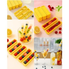 Hepta Collection 6 Adet Dikdörtgen Kapaklı Çubuk Şekilli Silikon Buz Kalıbı Kahve Kokteyl Içecek Sunum Buzluk 13 cm