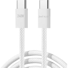 Hepta Collection Zhoppy 240W Hasır Kablo 2metre Type-C Type-C Şarj Kablosu Tip C iPHONE 15 Pro Hızlı Şarj Kablosu S24