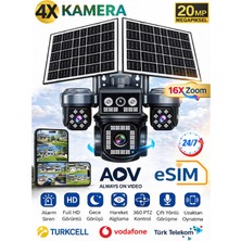 Sonreir Z7PRO 4 Kameralı Güvenlik Kamerası Çift Solar Sim Kartlı Hareketli Gece Görüşlü Güneş Enejili Kamera