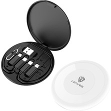 Lenyes LB601 6in1 Type-C To Type-C Kablolu 60W Çevirici Adaptör Seti Standlı Saklama Kutusu Siyah