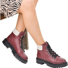 Noosy Kanca Detaylı Kadın Bordo Bot