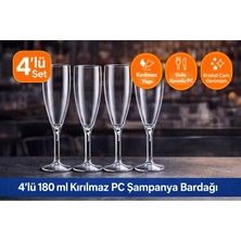 GastroPlast 180 ml Pc Şampanya Bardağı - Şeffaf, Kırılmaz, Profesyonel Servis & Sunum - Catering & Organizasyon